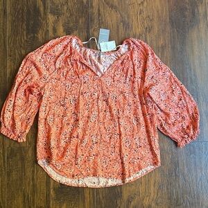 NWT Wit And Wisdom Floral Print orange top size XL (J10)